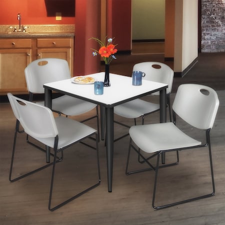 Regency Kahlo Square Table & Chair Sets, 36 W, 36 L, 29 H, Wood, Metal, Polypropylene Top, White TPL3636WHBK44GY